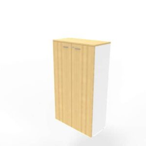 Armadio medio con ante battenti faggio scocca bianca 90x45xH.160 cm linea