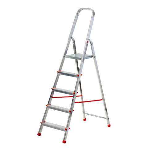 Scala in alluminio Scalamìa rinforzata Gierre 5 gradini - 0.46x1.06xH.1.63 m