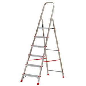 Scala in alluminio Scalamìa rinforzata Gierre 6 gradini - 0.48x1.10xH.1.84 m
