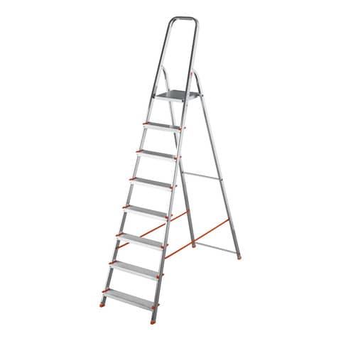 Scala in alluminio Scalamìa rinforzata Gierre 8 gradini - 0.53x1.41xH.2.23 m