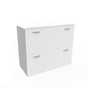 Armadio basso bianco con scocca trama antracite 90x45xH.81,5 cm con due