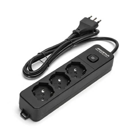 Multipresa con interruttore 16A - cavo 1,5 m - nero Aigostar a 3 vie P40