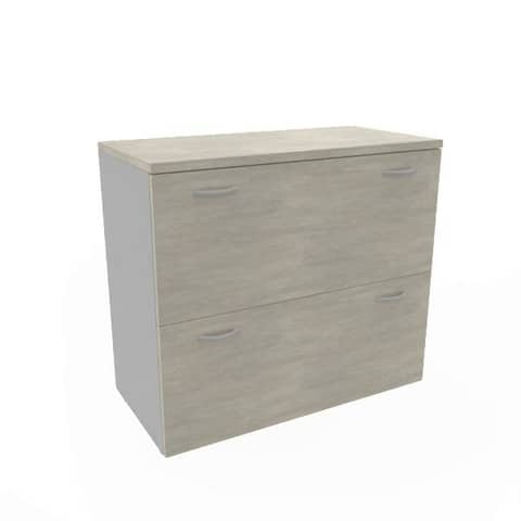 Armadio basso cemento con scocca trama antracite 90x45xH.81,5 cm con due