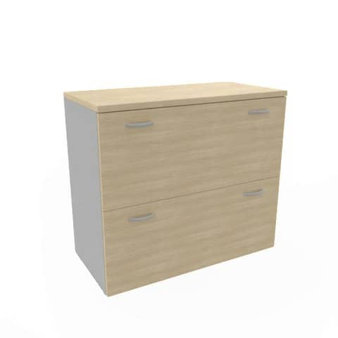 Armadio basso rovere con scocca trama antracite 90x45xH.81,5 cm con due