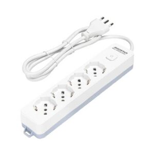 Multipresa con interruttore 16A - cavo 1,5 m - bianco e grigio Aigostar a 4 vie