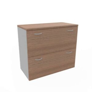 Armadio basso noce canaletto con scocca trama antracite 90x45xH.81,5  cm con due