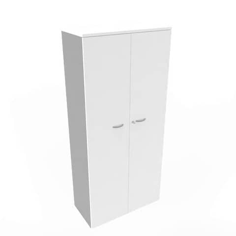 Armadio alto con ante battenti bianche scocca trama antracite 90x45xH.200 cm