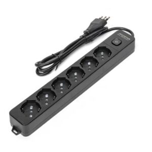 Multipresa con interruttore 16A - cavo 1,5 m - nero Aigostar a 6 vie P40