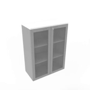 Armadio medio ante vetro telaio MDF, top bianco scocca trama antracite