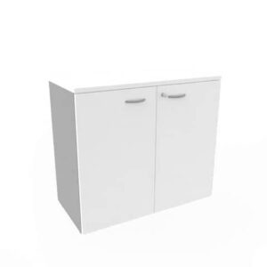 Armadio basso con ante battenti bianche scocca trama antracite 90x45xH.81,5 cm