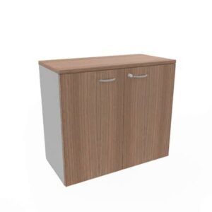 Armadio basso con ante noce canaletto scocca trama antracite 90x45xH.81,5 cm