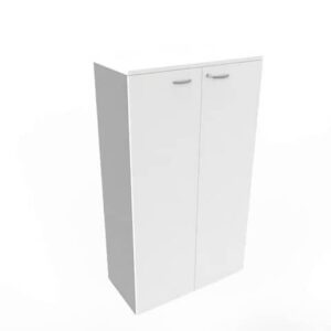 Armadio medio con ante battenti bianche scocca trama antracite 90x45xH.160 cm
