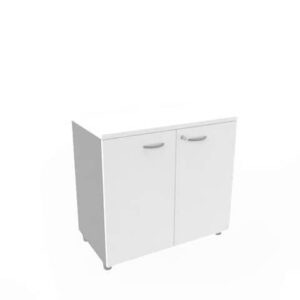 Armadio basso altezza scrivania ante bianco scocca antracite 80x45xH.73 cm