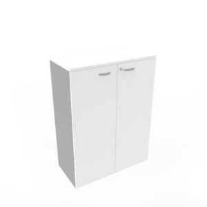 Armadio medio con ante battenti bianche scocca trama antracite 90x45xH.123,2 cm