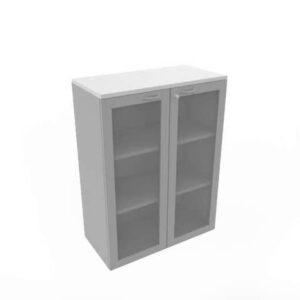 Armadio medio ante vetro telaio MDF, top grigio scocca trama antracite