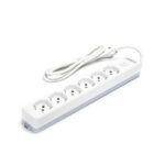 Multipresa con interruttore 16A - cavo 1,5 m - bianco e grigio Aigostar a 6 vie