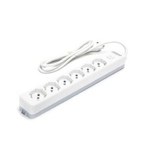 Multipresa con interruttore 16A - cavo 1,5 m - bianco e grigio Aigostar a 6 vie