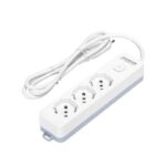 Multipresa con interruttore 16A - cavo 1,5 m - bianco e grigio Aigostar a 3 vie
