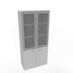 Armadio alto con ante basse grigio e alte in vetro telaio MDF scocca trama