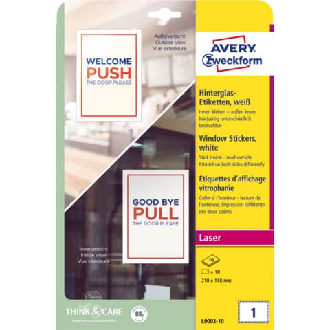 Avery window stickers in paper with laminating film in pack of 10