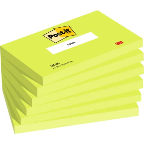 Foglietti Post-it® verde acido 100 fogli/blocchetto conf. 6 pz 76x127 mm