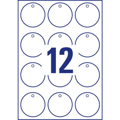 Cartellini micro-perforati Avery ultraresistenti in plastica 190µ tondi