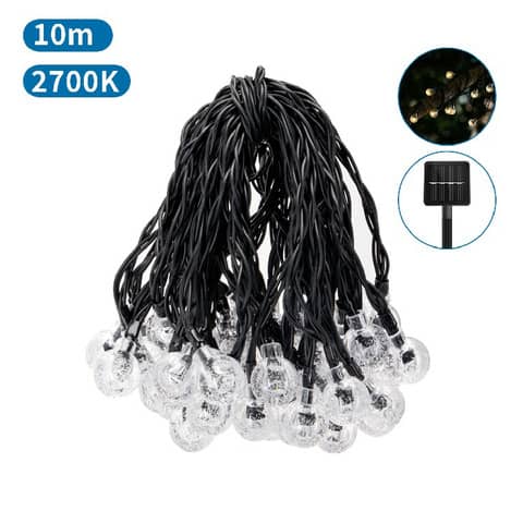Catena luminosa LED da esterno Aigostar con pannello solare - 50 lampadine LED a
