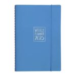 Biembi Weekly Diary 2025 light blue spiral bound with leather cover
