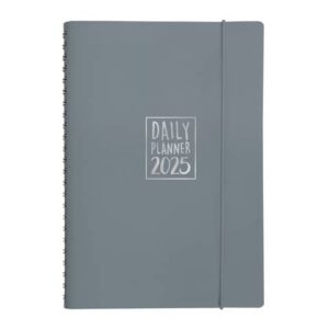 Biembi 2025 grey spiral-bound daily diary with leather cover