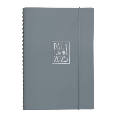 Biembi 2025 grey spiral-bound daily diary with leather cover