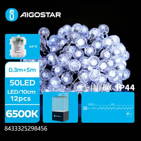 Catena luminosa a batteria Aigostar per interni ed esterni con lampadine a sfera