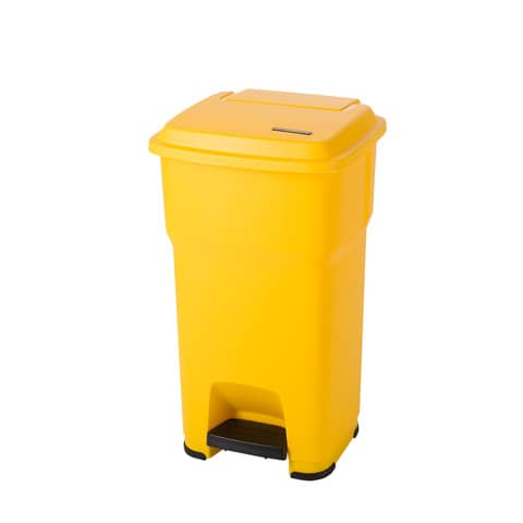 Cestino gettacarte Rotho Hera 60 L con pedale e coperchio giallo -