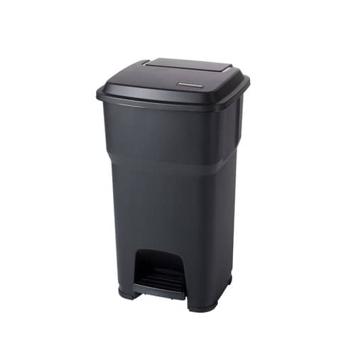 Cestino gettacarte Rotho Hera 60 L con pedale e coperchio nero -