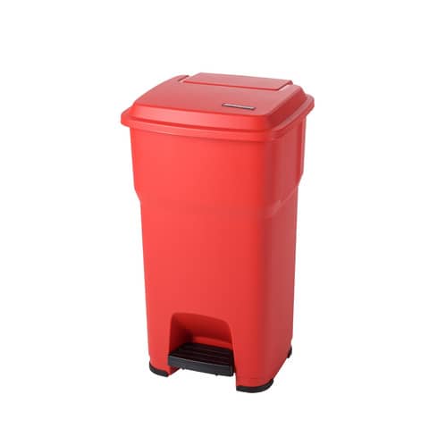 Cestino gettacarte Rotho Hera 60 L con pedale e coperchio rosso -