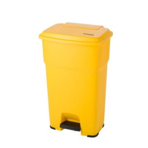 Cestino gettacarte Rotho Hera 85 L con pedale e coperchio giallo -