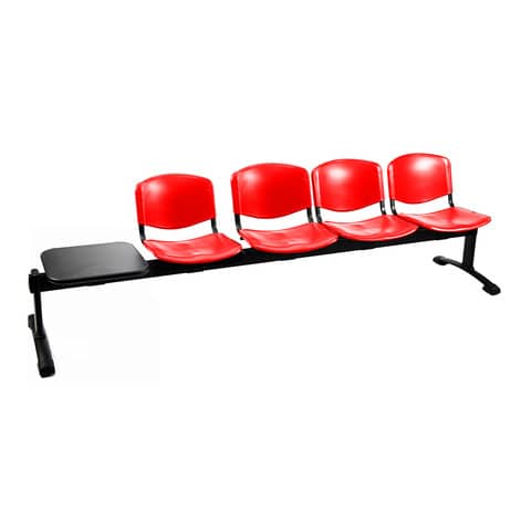 Panca 4 posti attesa Unisit Dado D5P4PT con tavolino - PPL rosso