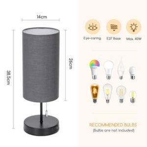 Lampada in metallo con paralume in tessuto e doppia porta USB Aigostar nero