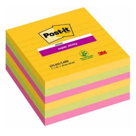 Post-it® Super Sticky Notes Carnival strips assorted pack 6