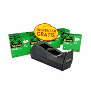 Dispenser per nastro adesivo Scotch® Magic C38 nero + 12 rotoli 19 mm x 33 m