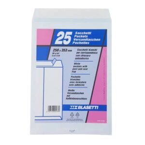 Busta a sacco Blasetti Self bianco - 80 g/m2 - in conf. 25 buste - 250x353 mm