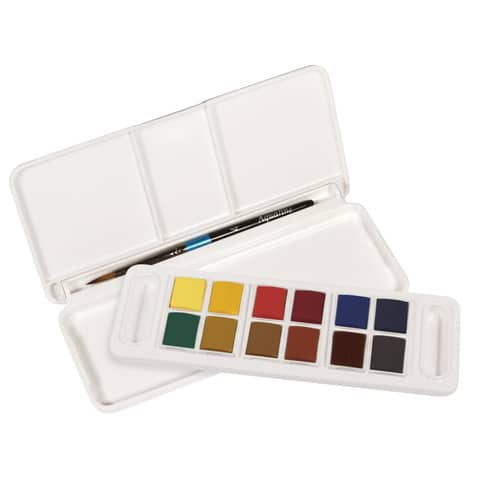 Watercolours Daler Rowney Aquafine Travel Set 12 assorted colours + 1 brush -