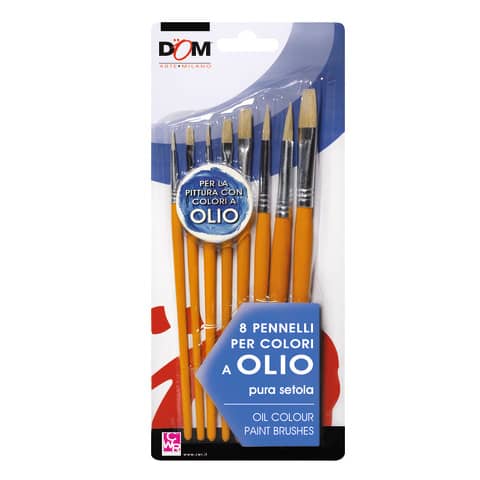 Pennelli DOM in conf. da 8 pezzi - punte e misure assortite -