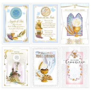 Biglietti augurali Prima Comunione Biembi 12x18 cm conf. da 6 pezzi