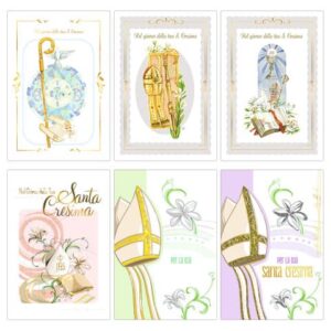 Biglietti augurali Santa Cresima Biembi 12x18 cm conf. da 6 pezzi assortiti -