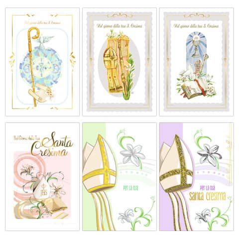 Biembi Confirmation greeting cards 12x18 cm pack of 6 assorted -