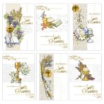 Biglietti augurali Prima Comunione Biembi oro 12x18 cm conf. da 6 pezzi