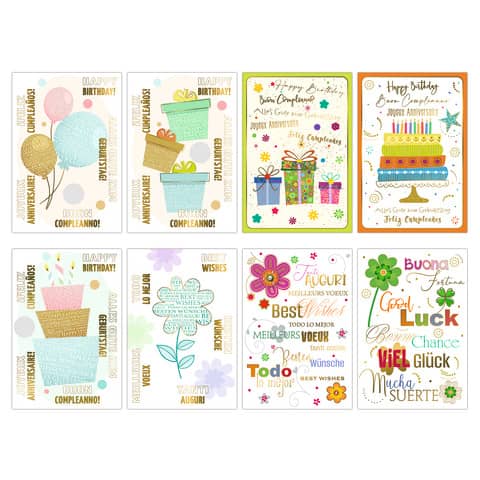 Biembi Birthday Cards 12x18 cm - 8 pcs. assorted -