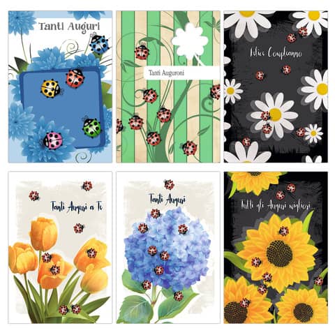 Biembi Birthday Cards 12x18 cm - 6 pcs. assorted -