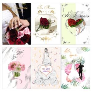 Biglietti augurali Matrimonio Biembi 12x18 cm fustellati oro - conf. 6 pz