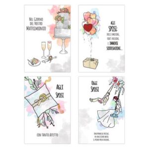 Biglietti augurali Matrimonio Biembi 12x18 cm fustellati oro conf. 4 pezzi